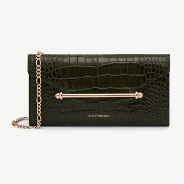 Multrees Chain Wallet — Forest Croc-Embossed Leather