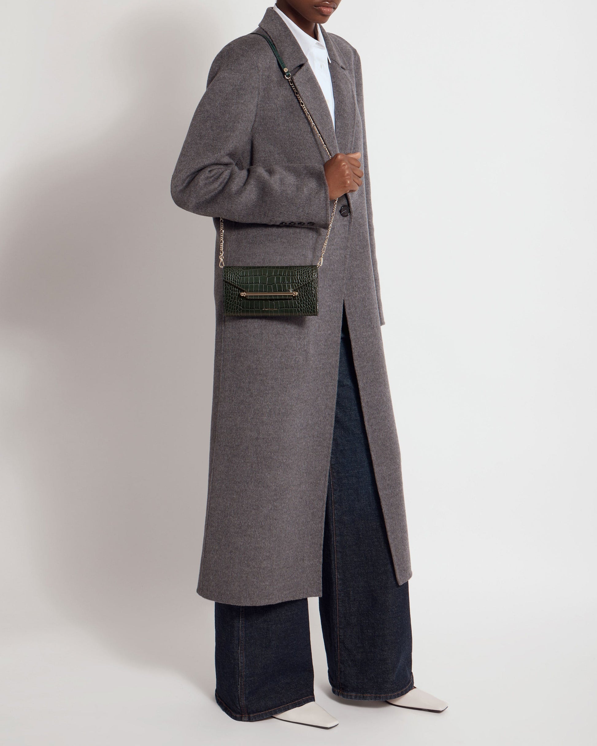 Multrees Chain Wallet — Forest Croc-Embossed Leather