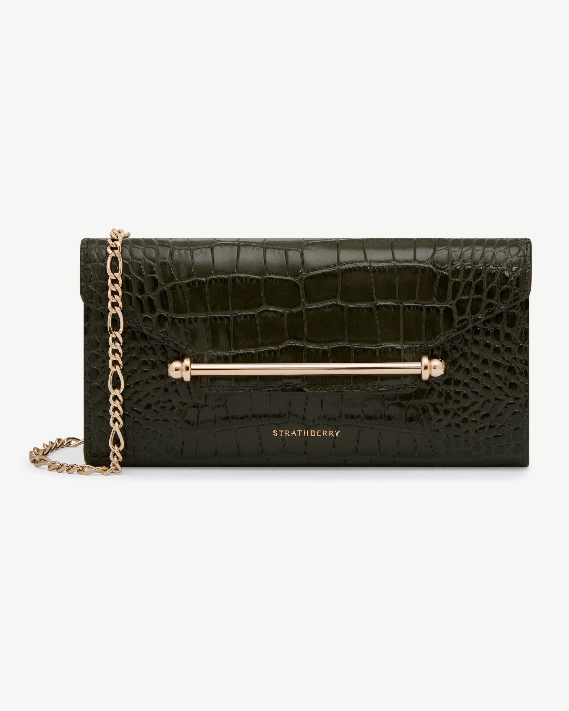 Multrees Chain Wallet — Forest Croc-Embossed Leather