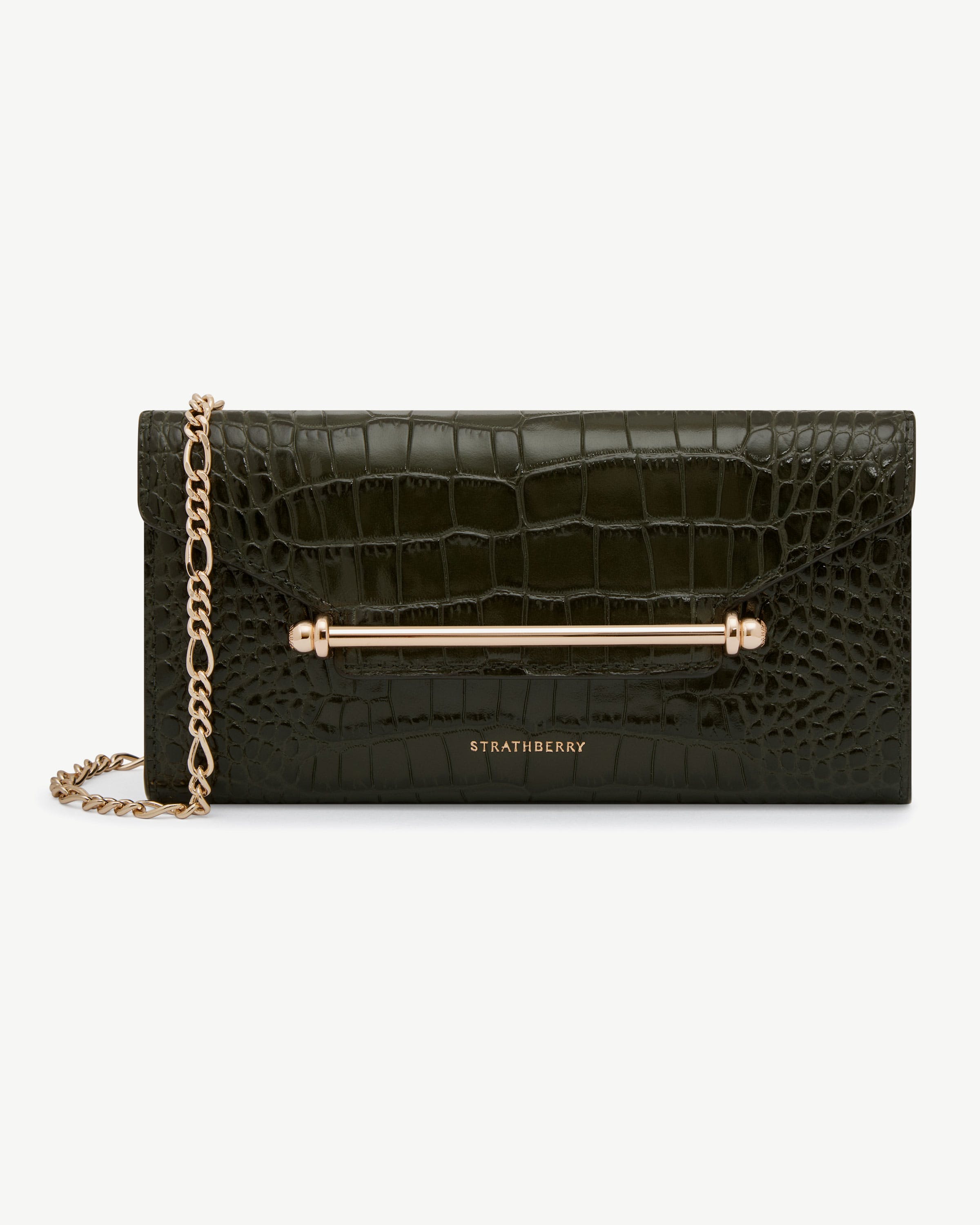 Multrees Chain Wallet — Forest Croc-Embossed Leather