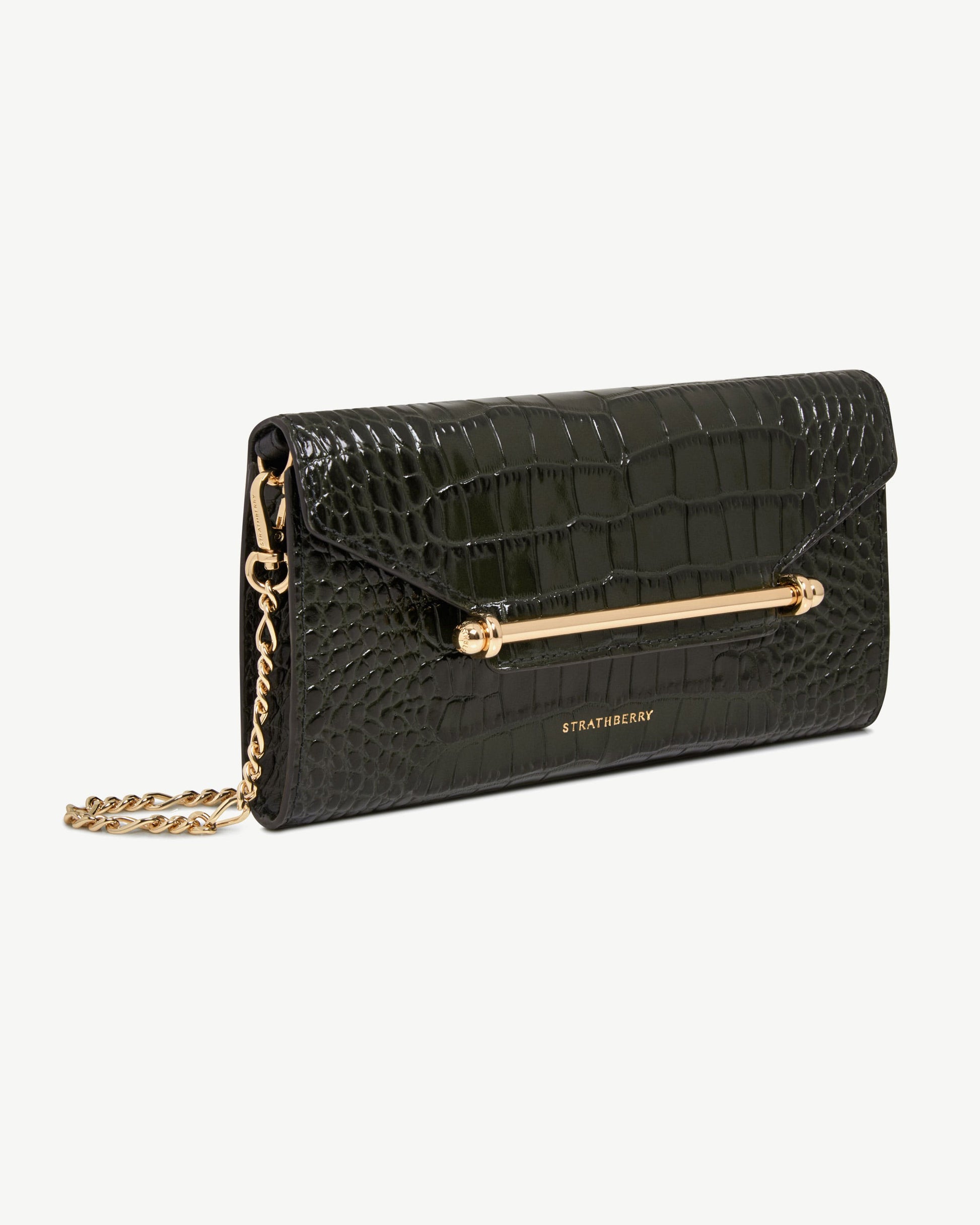 Multrees Chain Wallet — Forest Croc-Embossed Leather