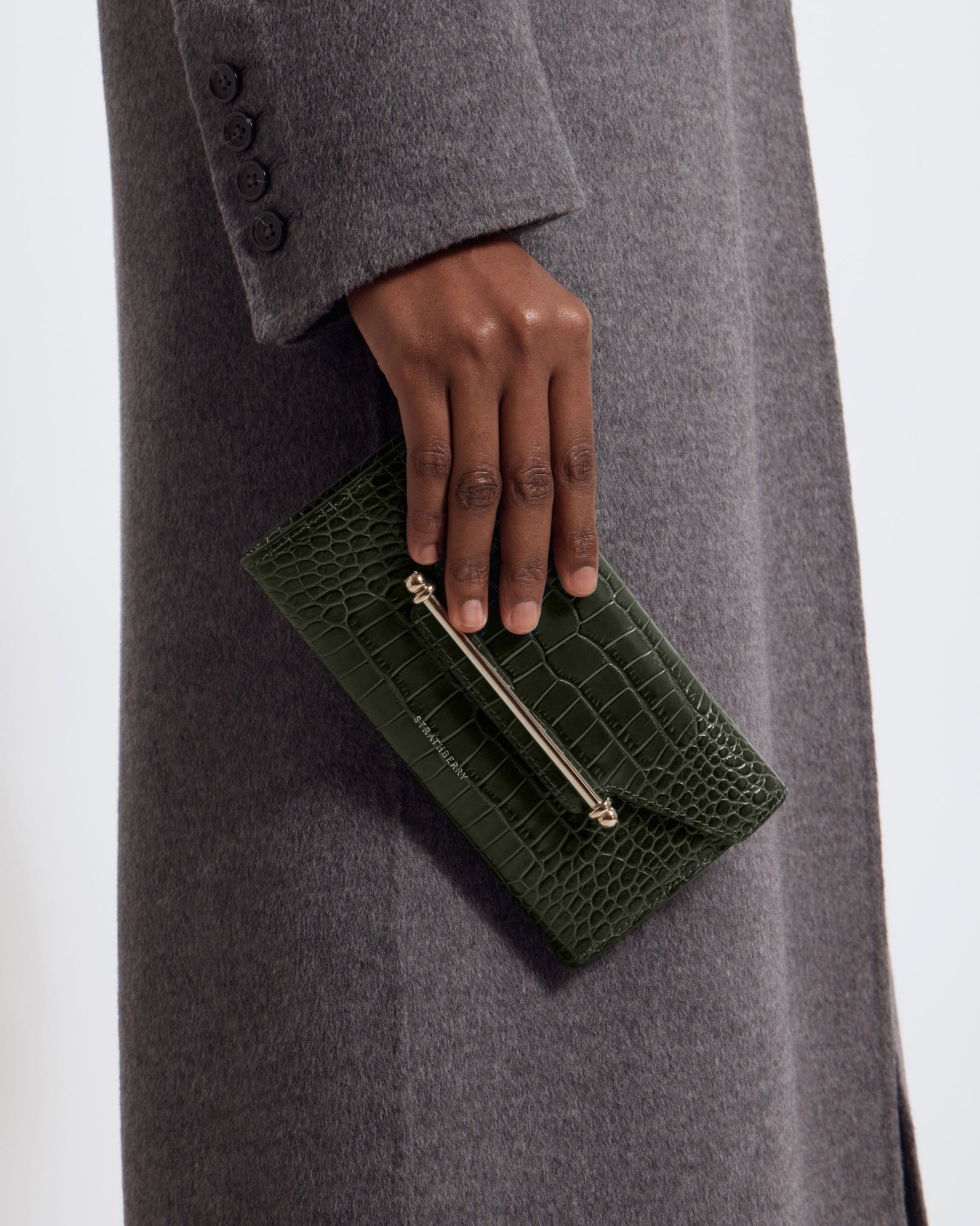 Multrees Chain Wallet — Forest Croc-Embossed Leather