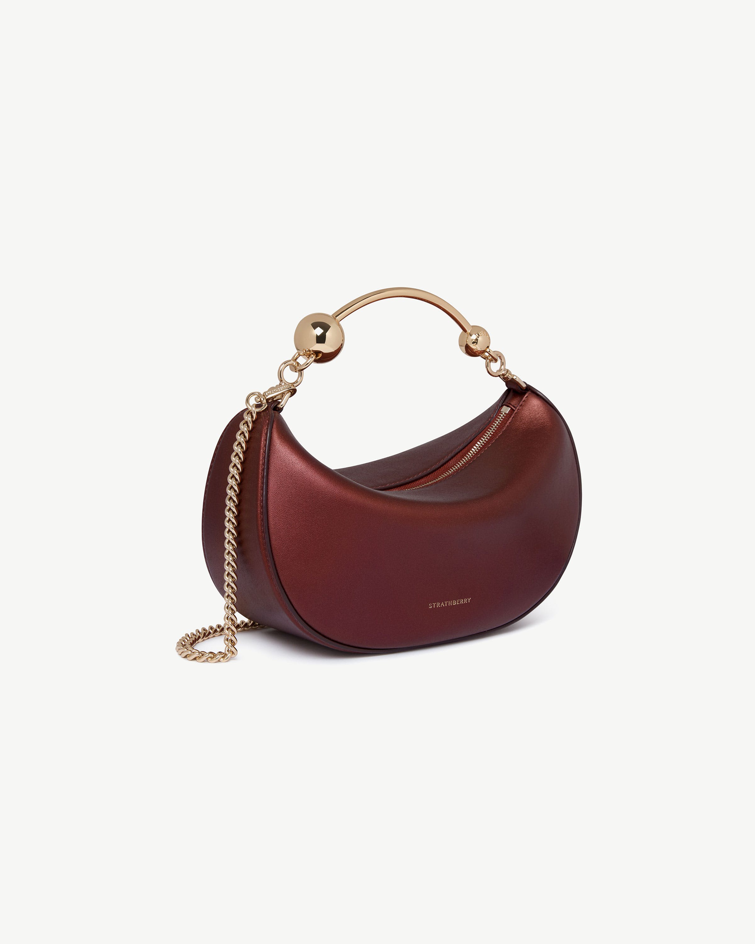 Crescent Moon Mini — Oxblood Metallic Foil