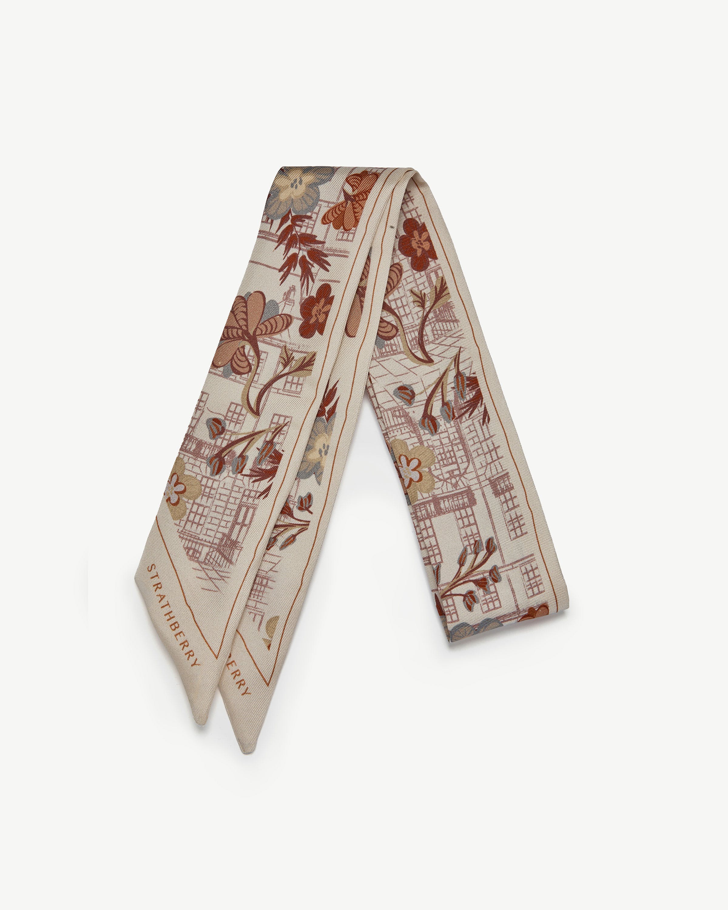 Silk Skinny Scarf — Strathberry Townhouse Print
