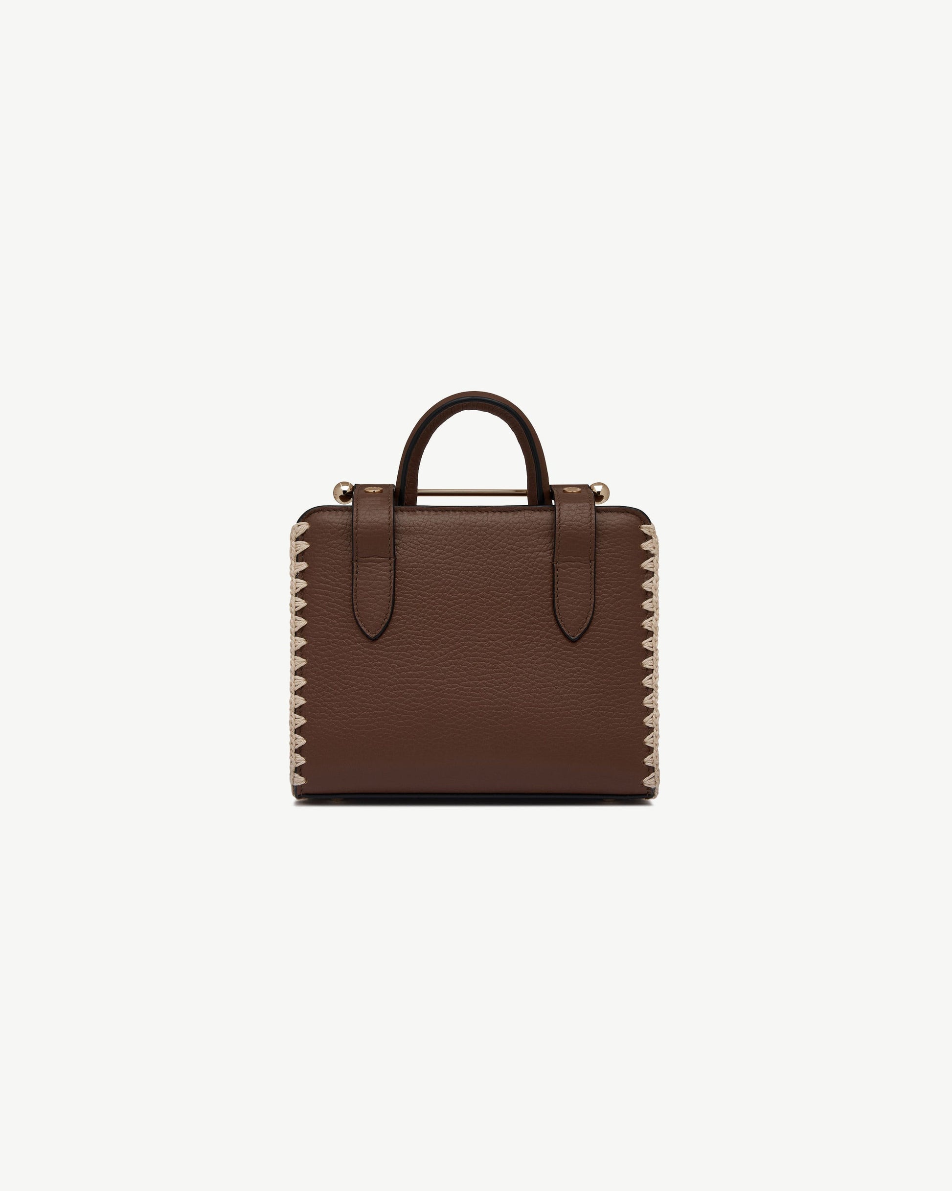 Nano Tote — Dark Tan Suede & Leather Crochet