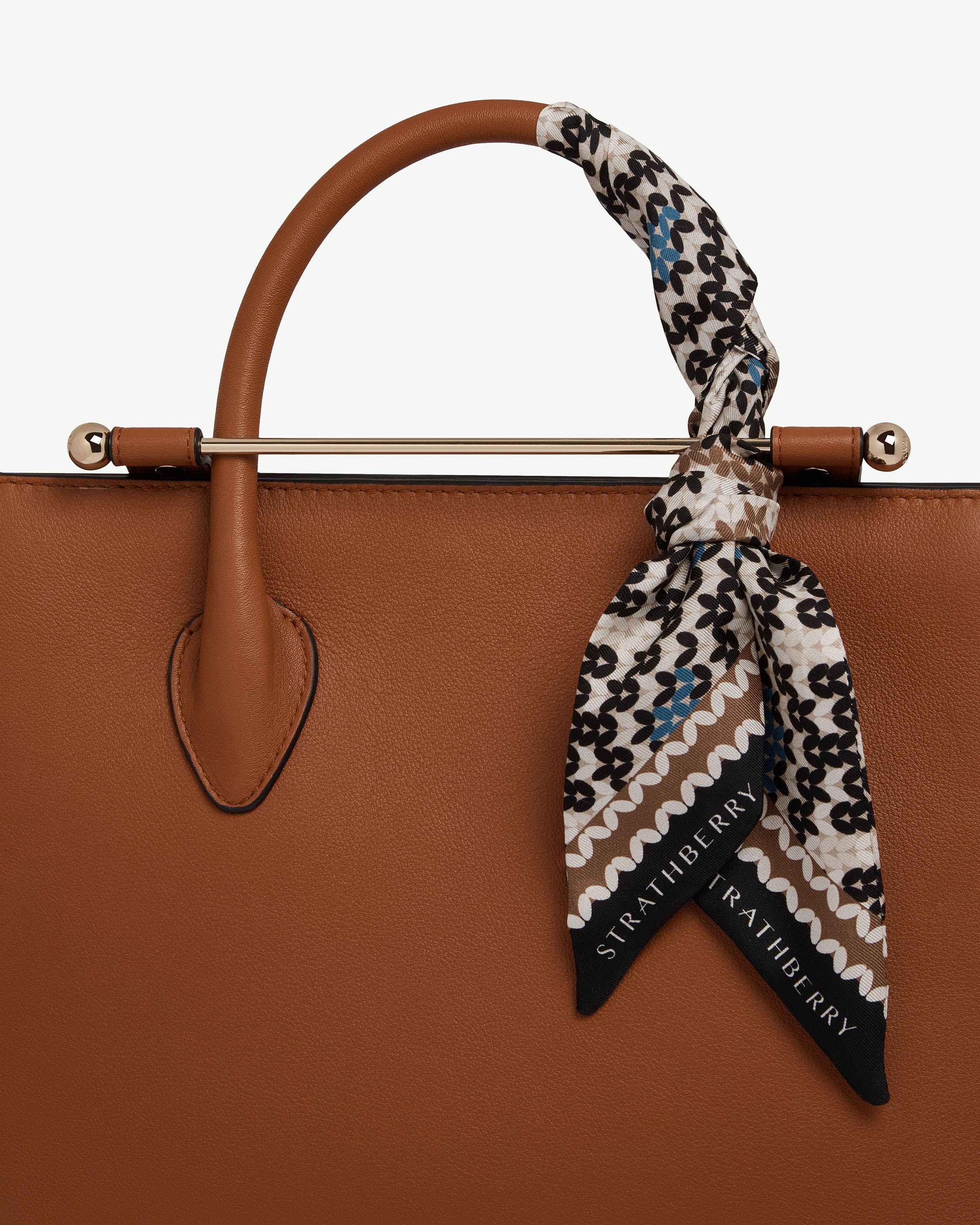 Silk Skinny Scarf — Chestnut & Blue Fair Isle