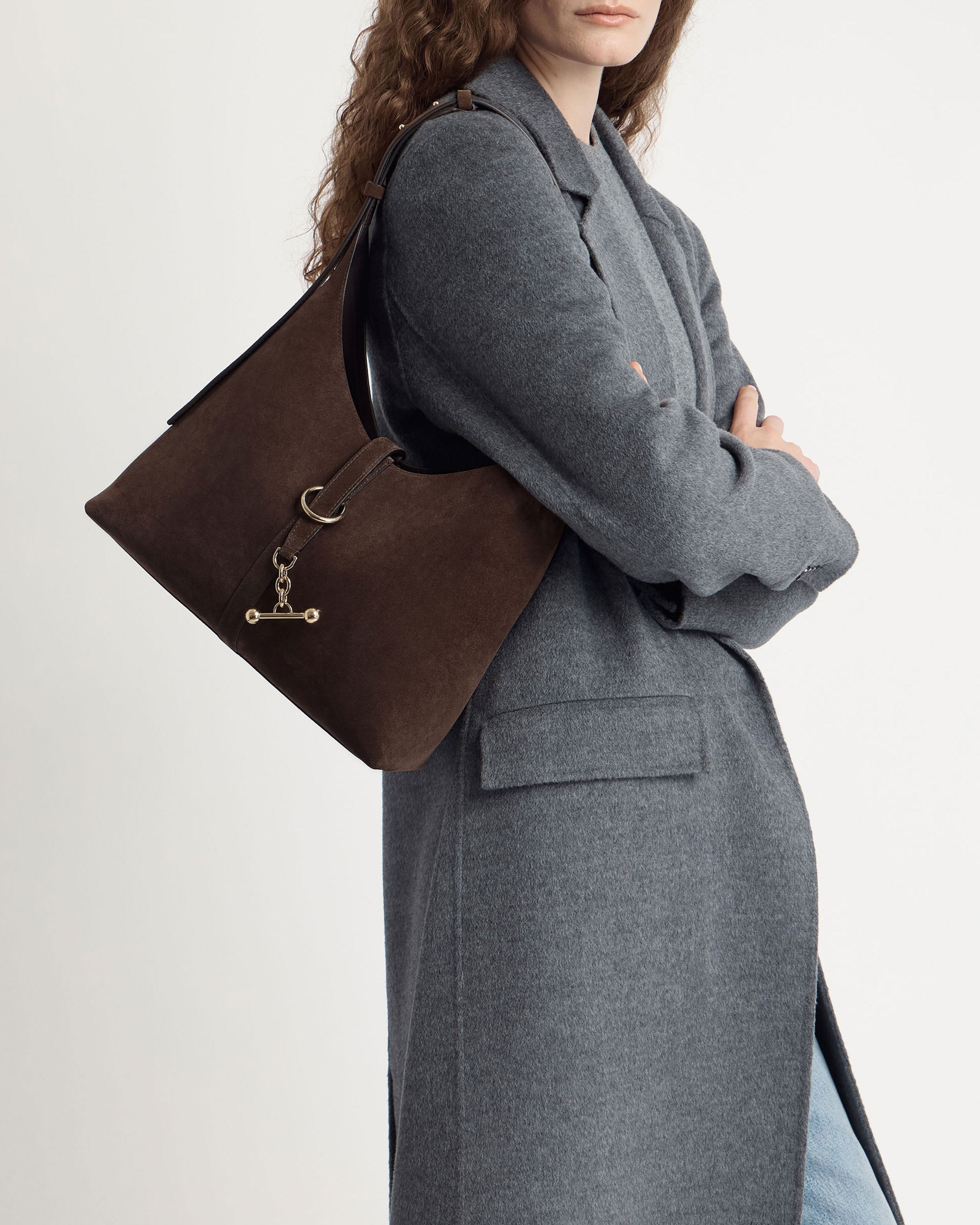 Kite Hobo in Chocolate Suede