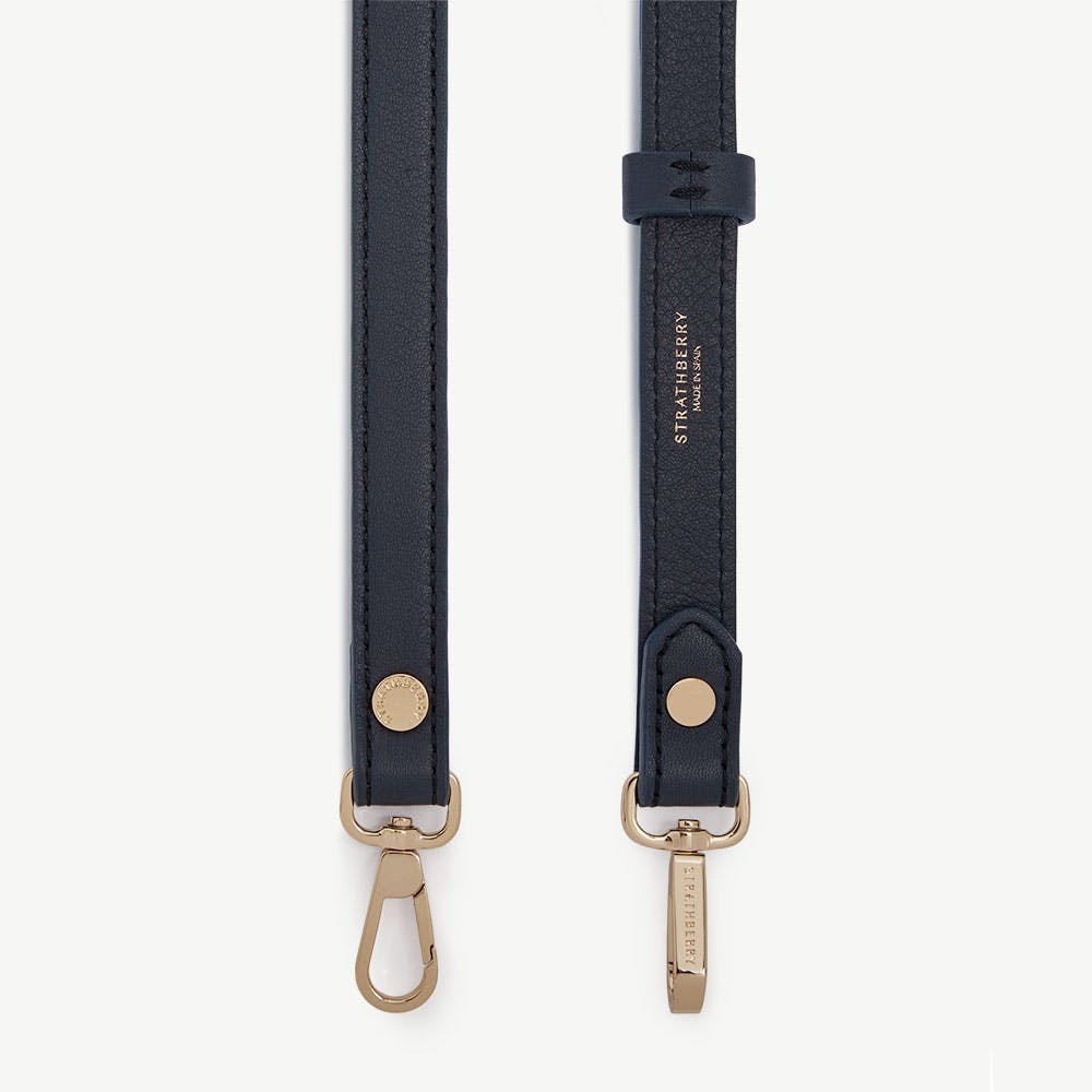 Thin Adjustable Leather Strap — Marine Blue