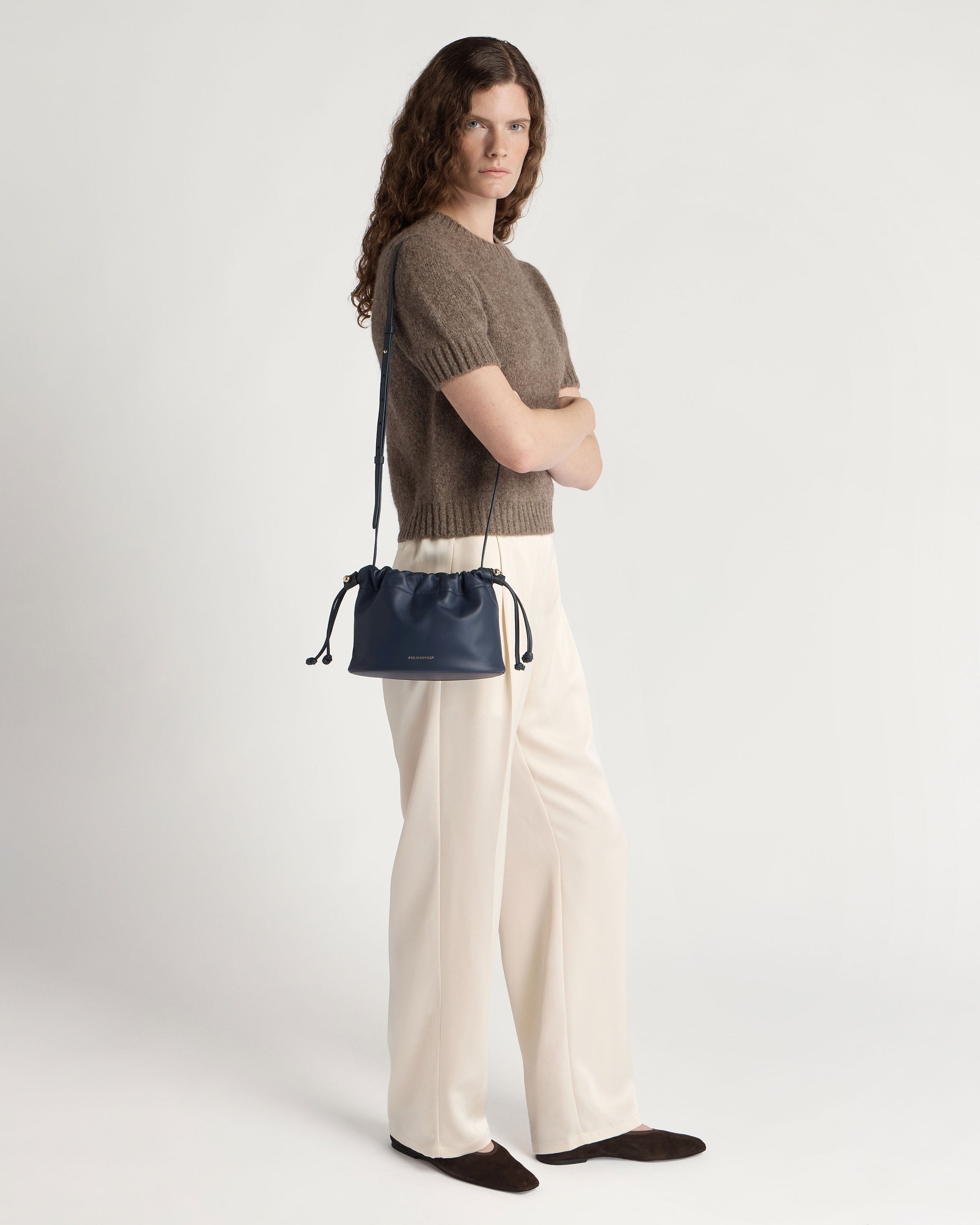 Charlotte Drawstring Bag in Marine Blue