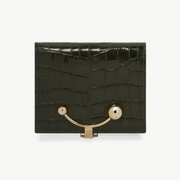Crescent Wallet — Forest Croc-Embossed Leather
