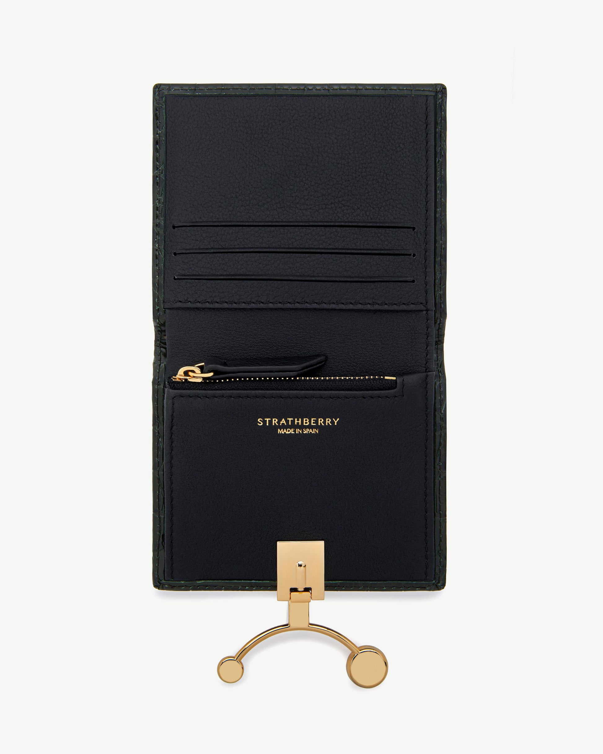 Crescent Wallet — Forest Croc-Embossed Leather