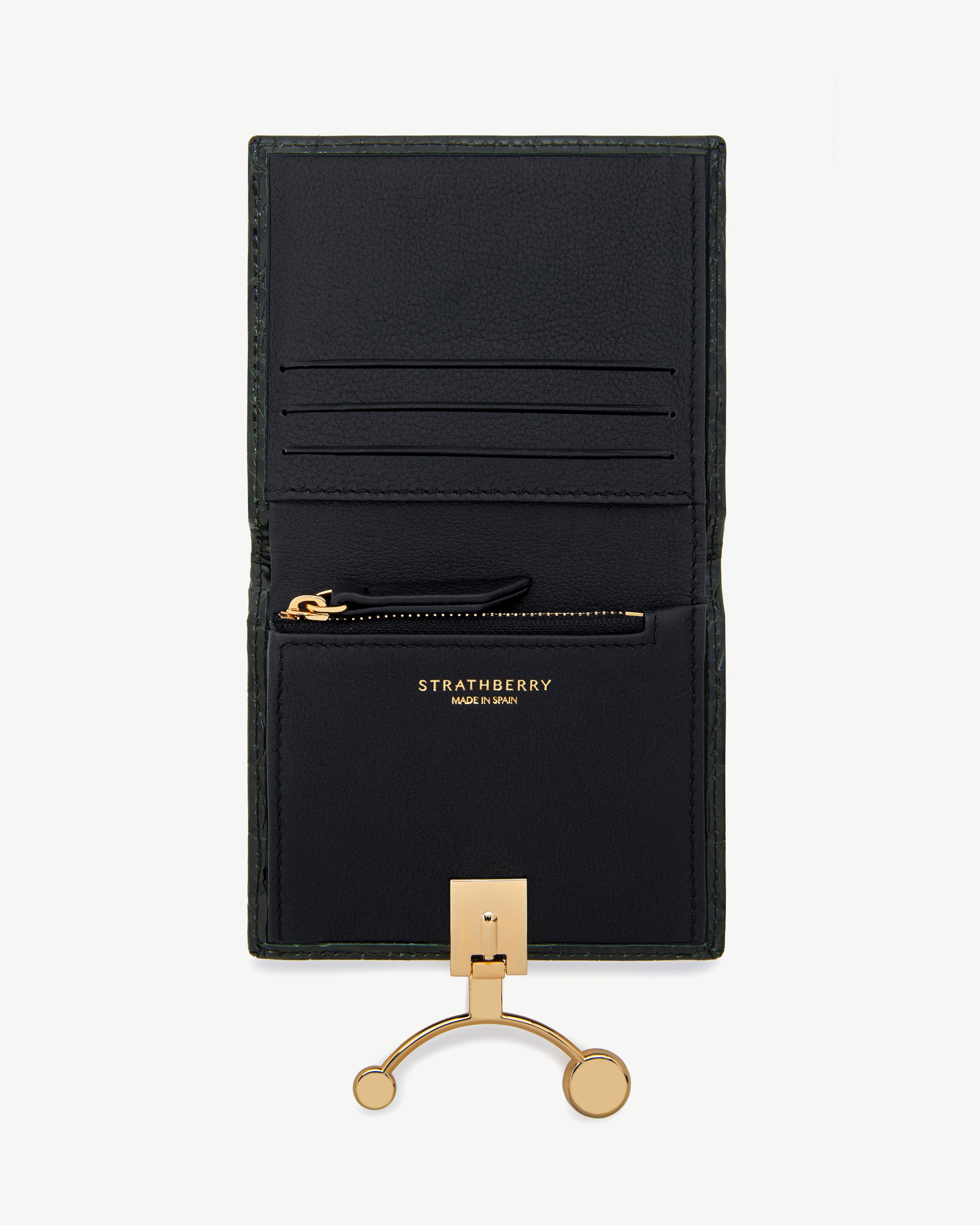 Crescent Wallet — Forest Croc-Embossed Leather