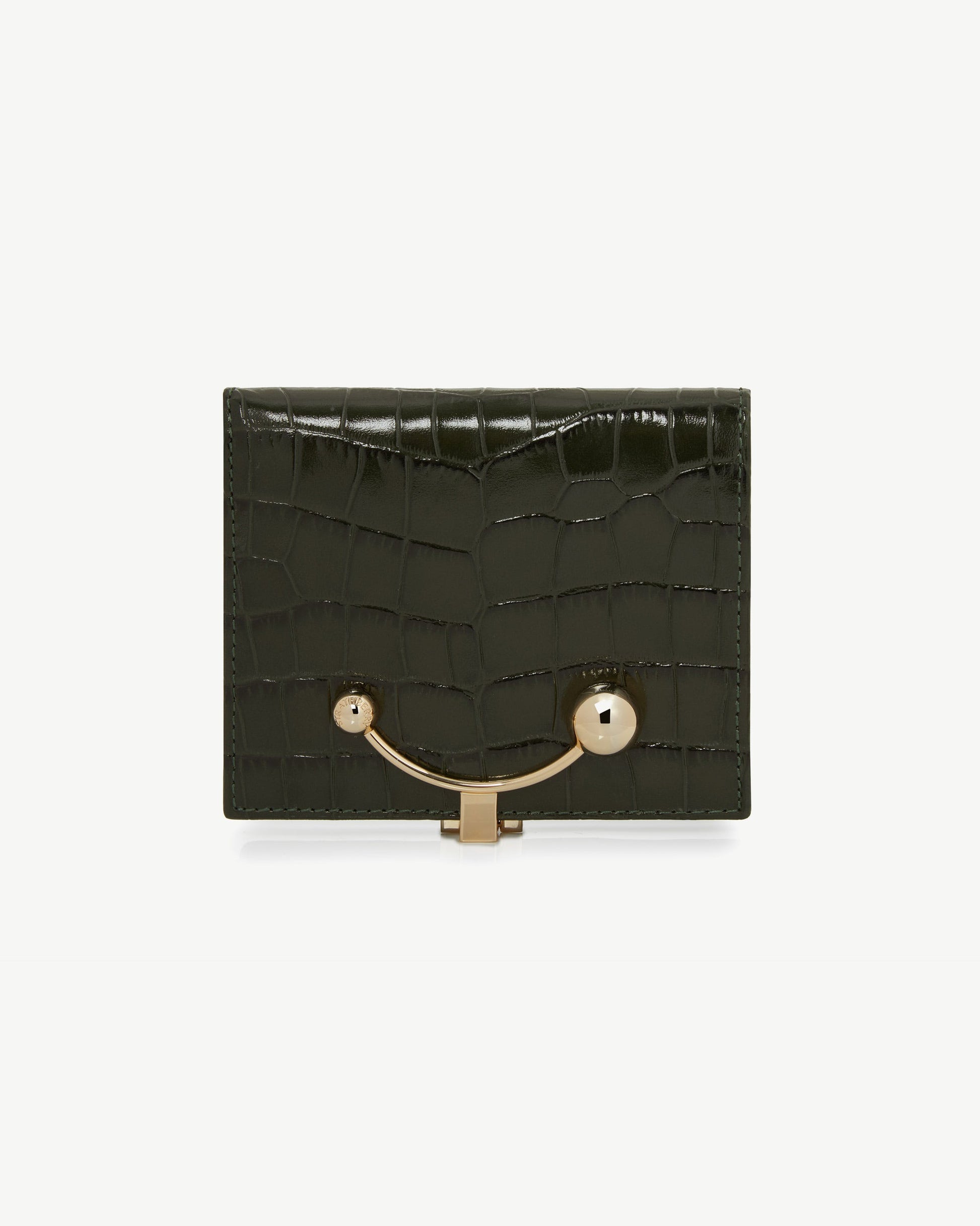 Crescent Wallet — Forest Croc-Embossed Leather