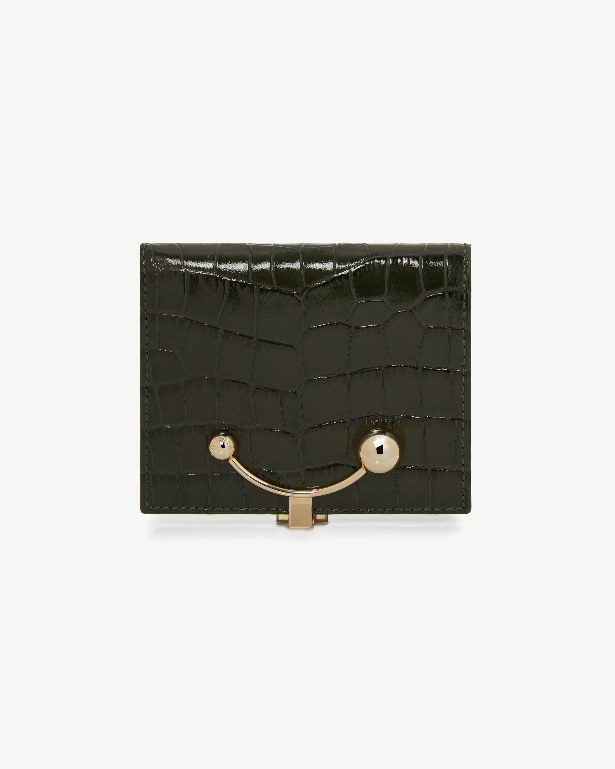 Crescent Wallet — Forest Croc-Embossed Leather