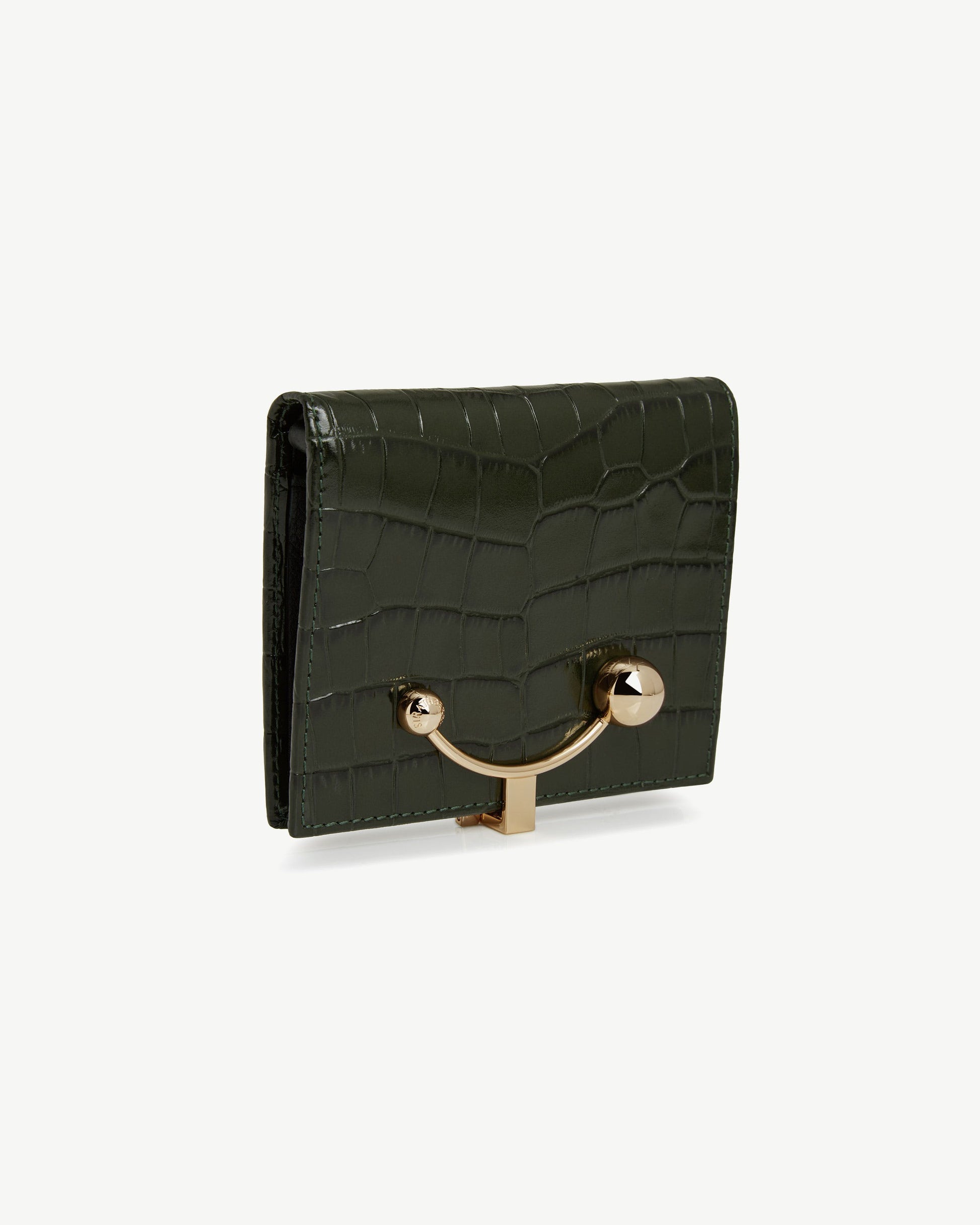 Crescent Wallet — Forest Croc-Embossed Leather