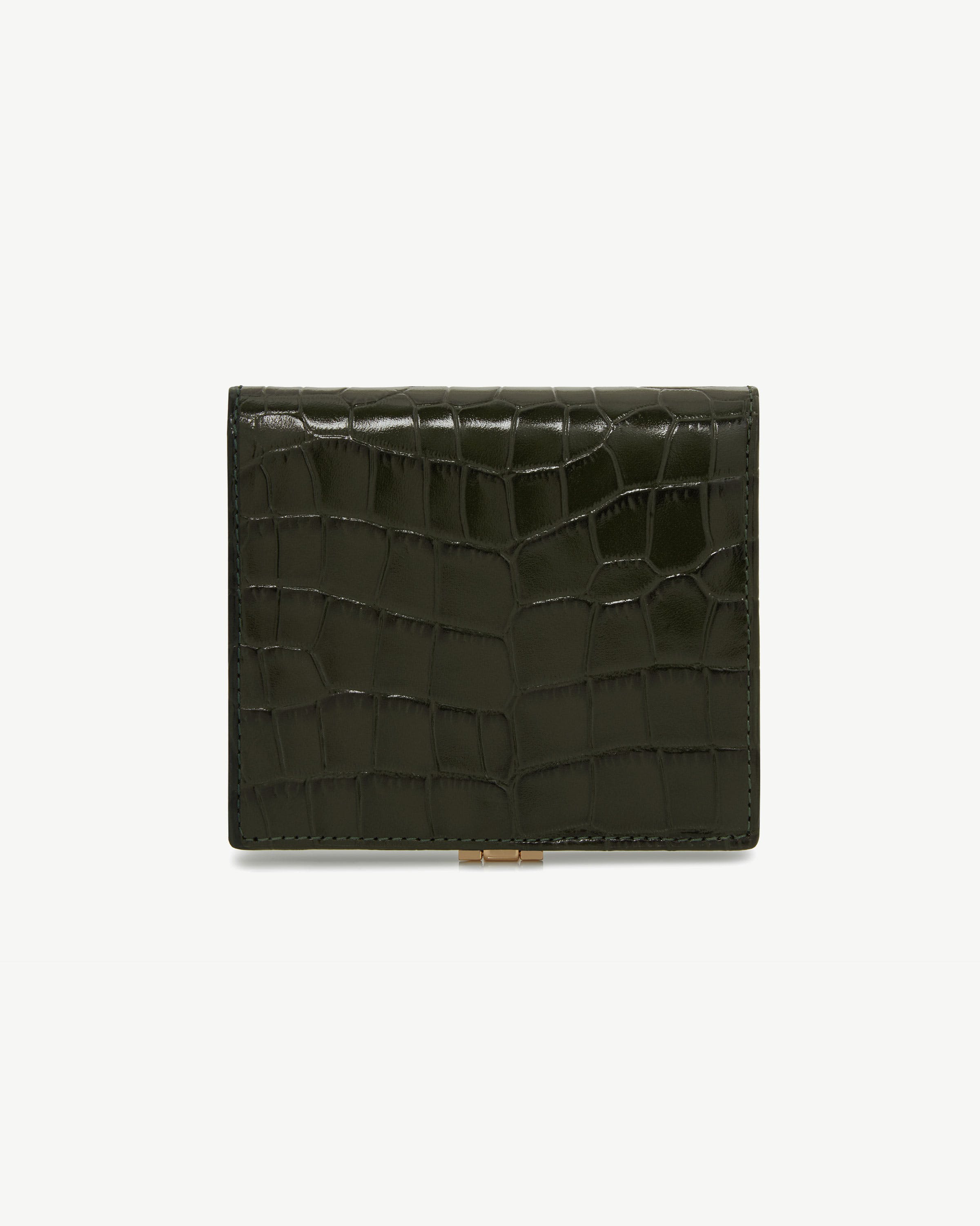 Crescent Wallet — Forest Croc-Embossed Leather