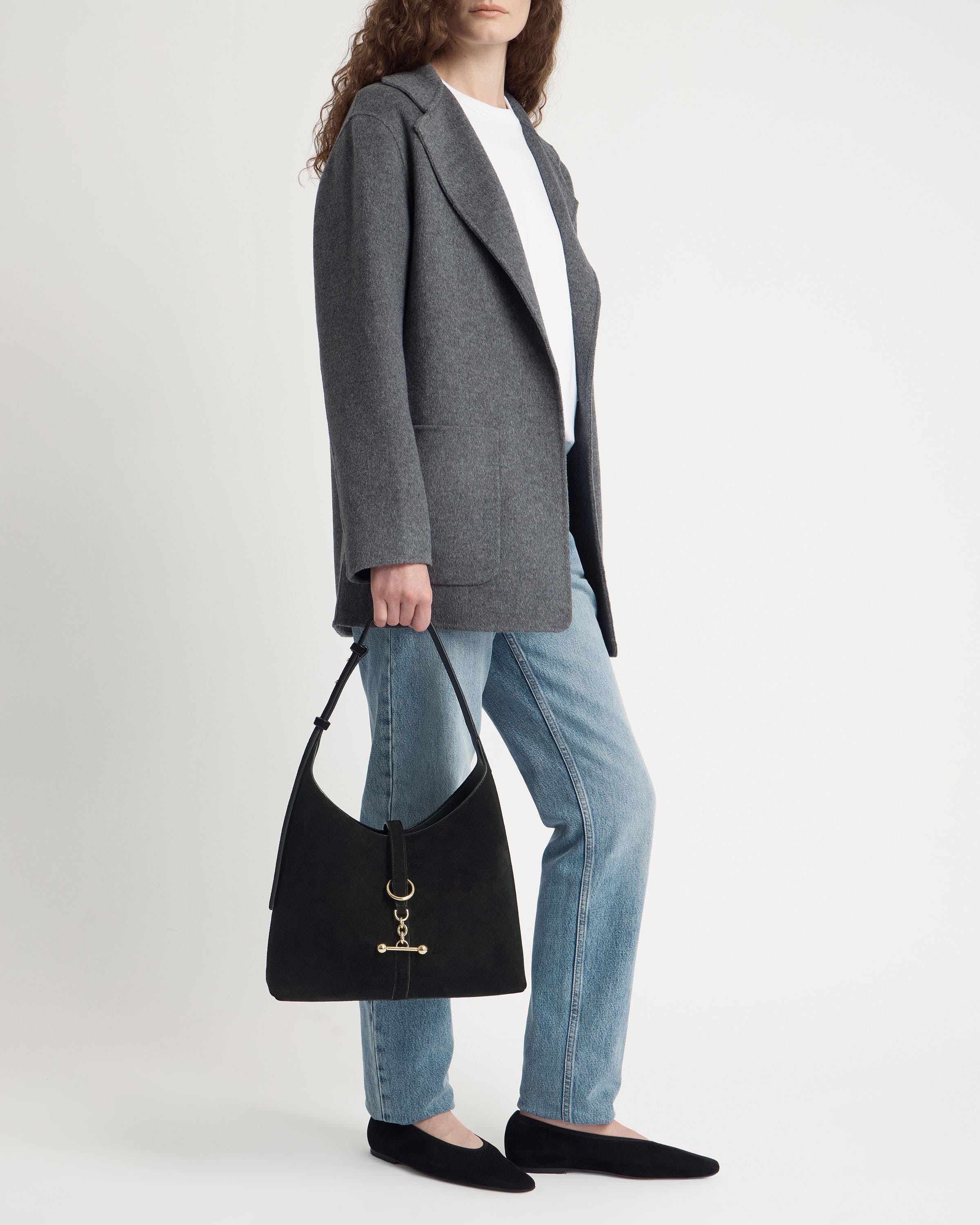 Kite Hobo in Black Suede