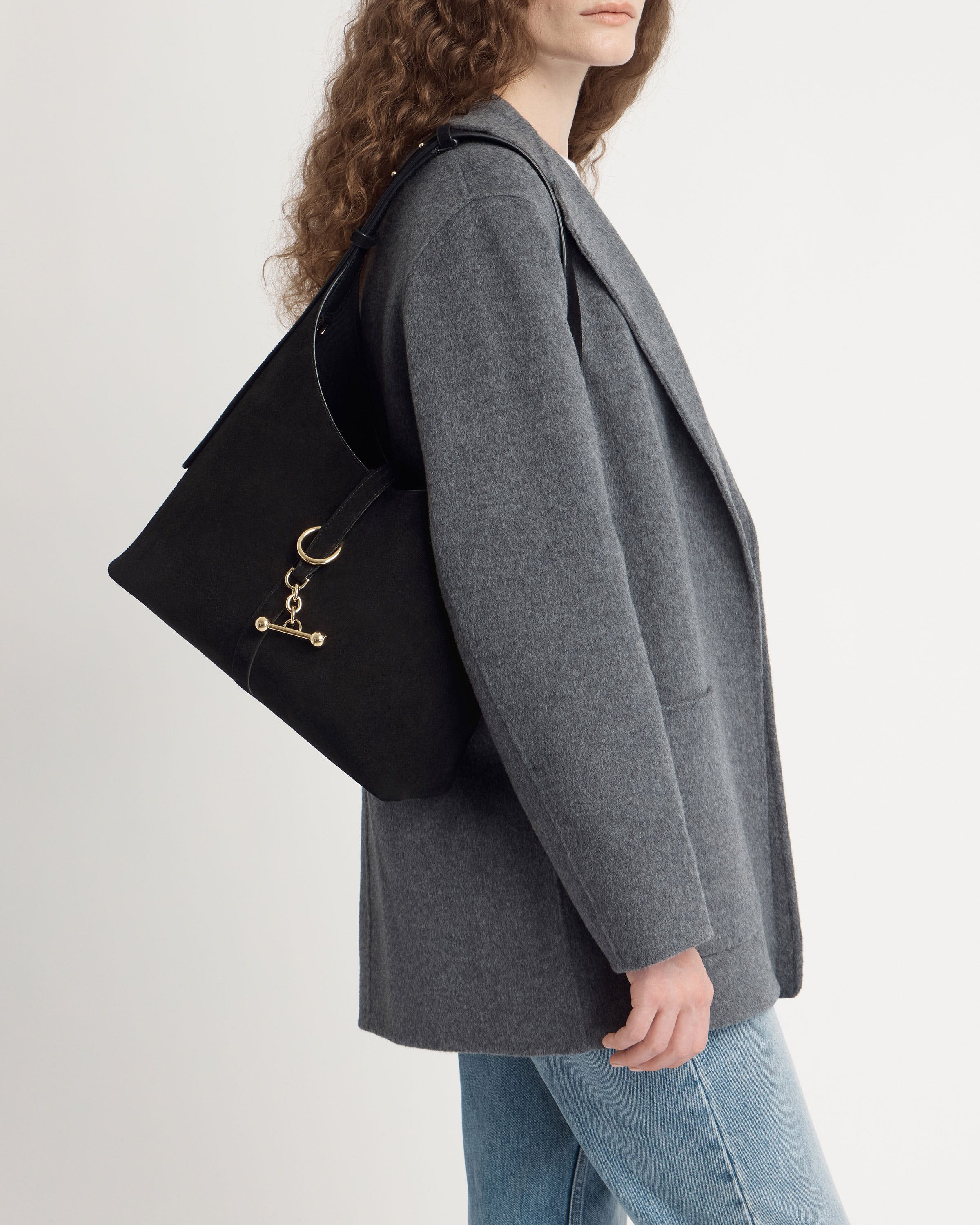 Kite Hobo in Black Suede