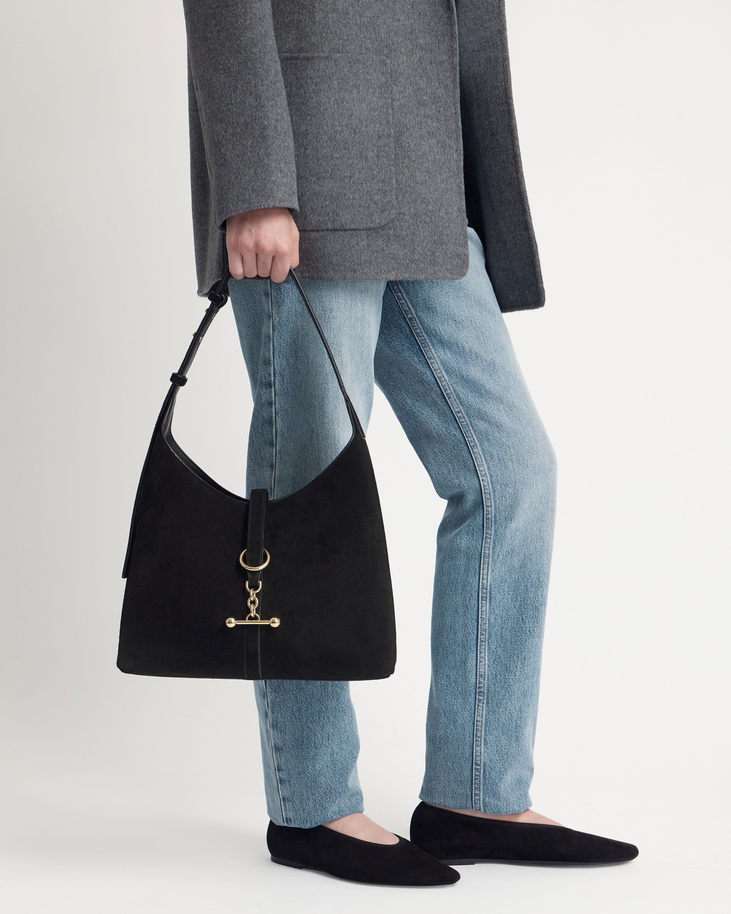 Kite Hobo in Black Suede