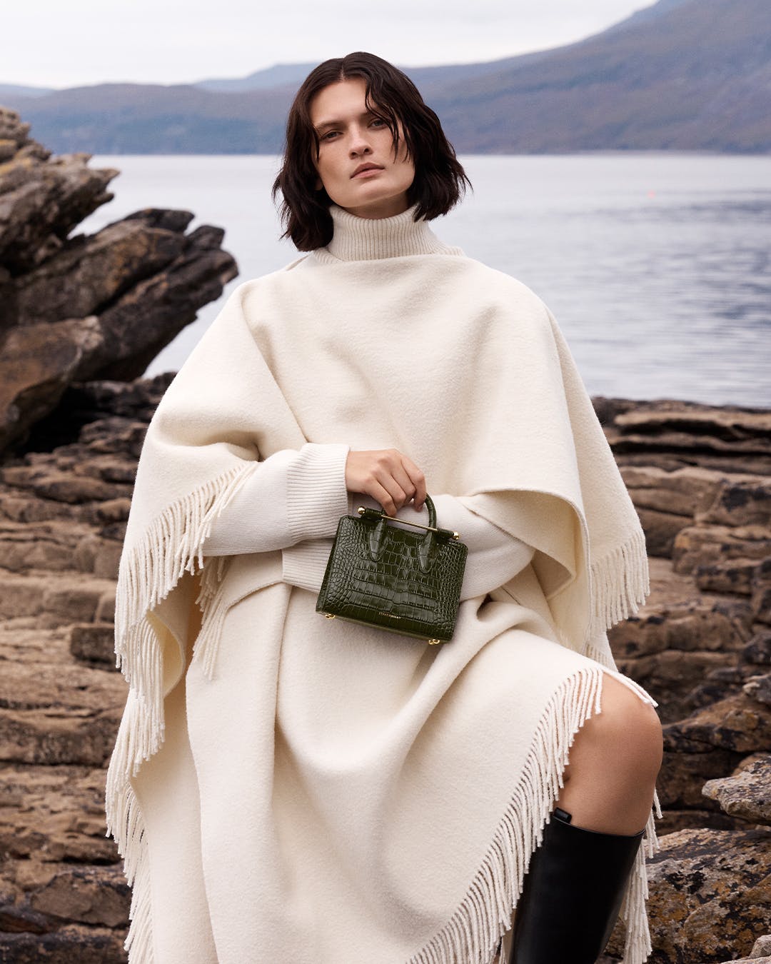 Nano Tote — Forest Croc-Embossed Leather