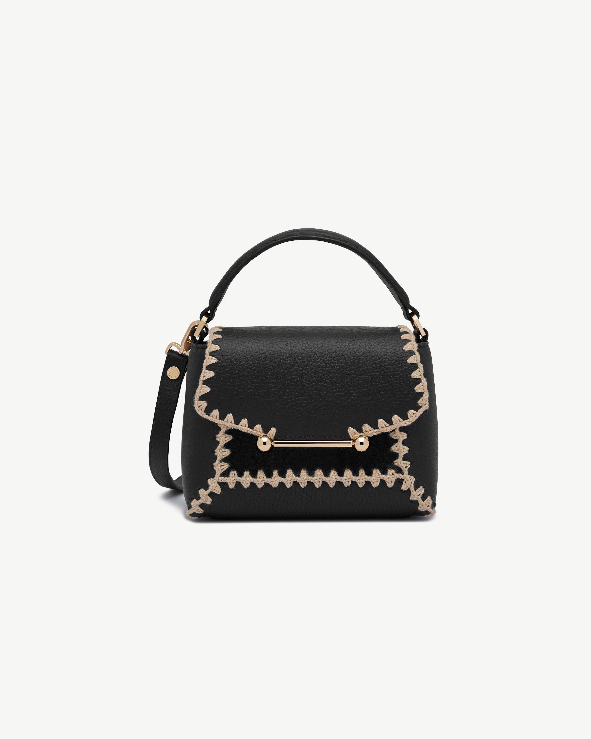 Mosaic Nano — Black Suede & Leather Crochet