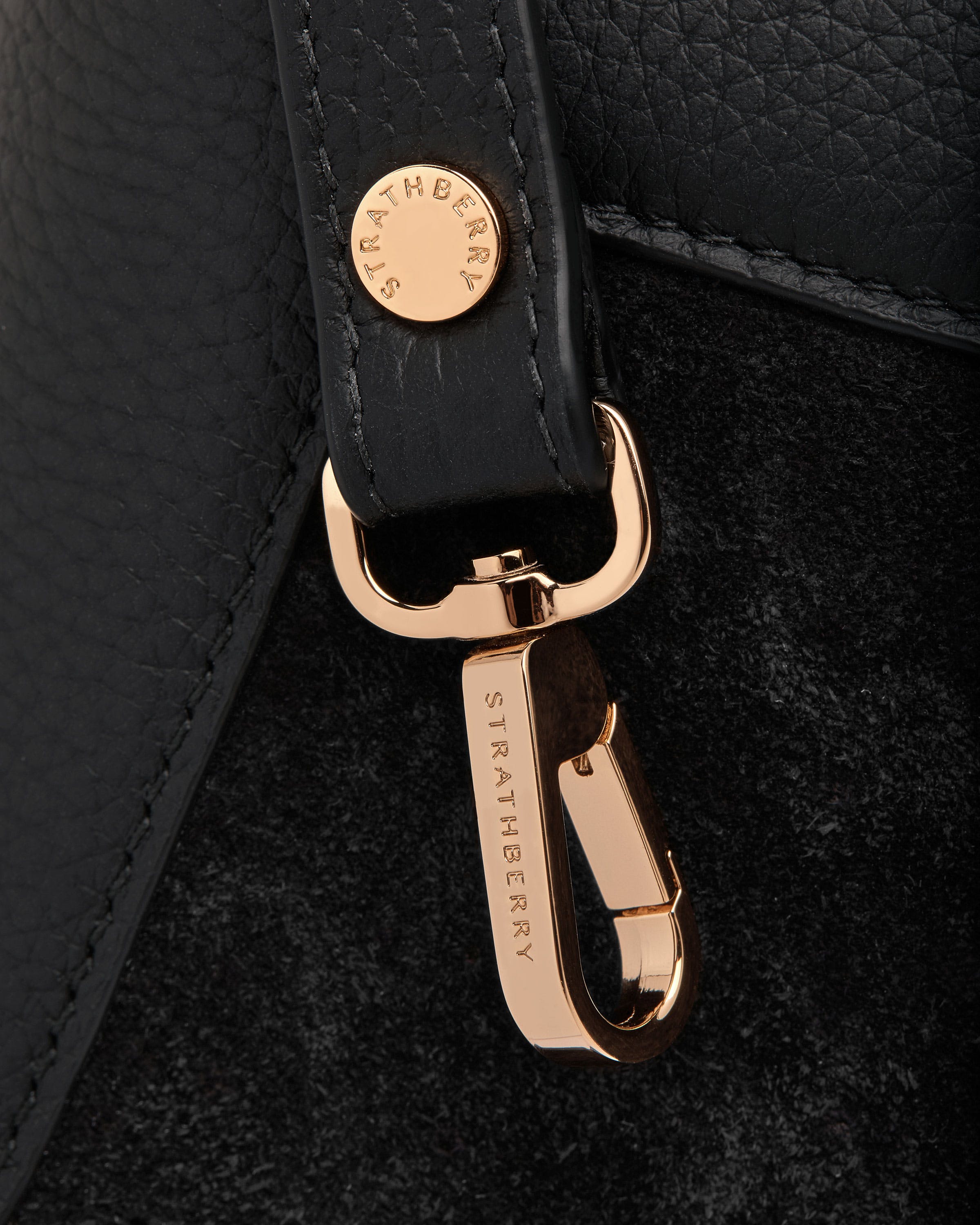 Mosaic Nano — Black Suede & Leather Crochet