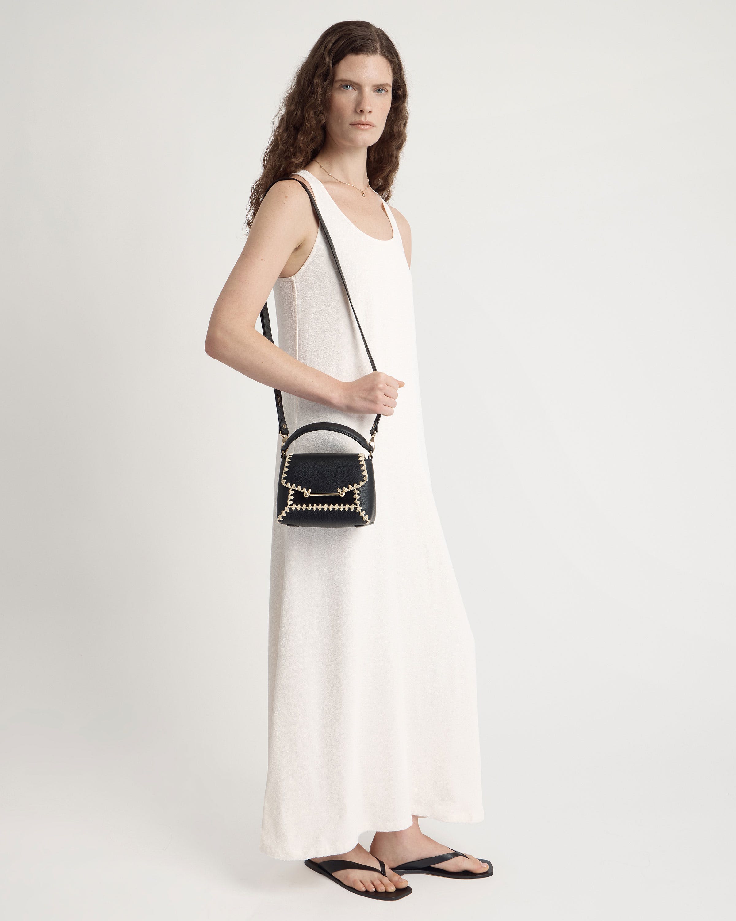 Mosaic Nano — Black Suede & Leather Crochet