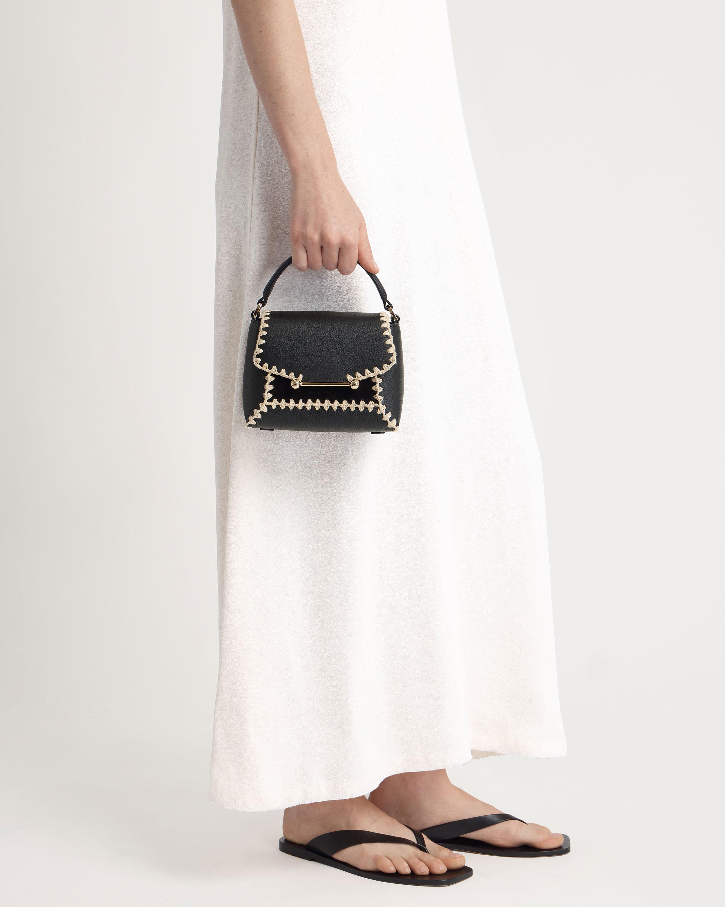 Mosaic Nano — Black Suede & Leather Crochet