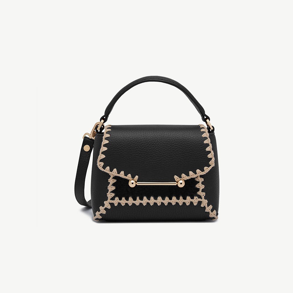 Mosaic Nano — Black Suede & Leather Crochet