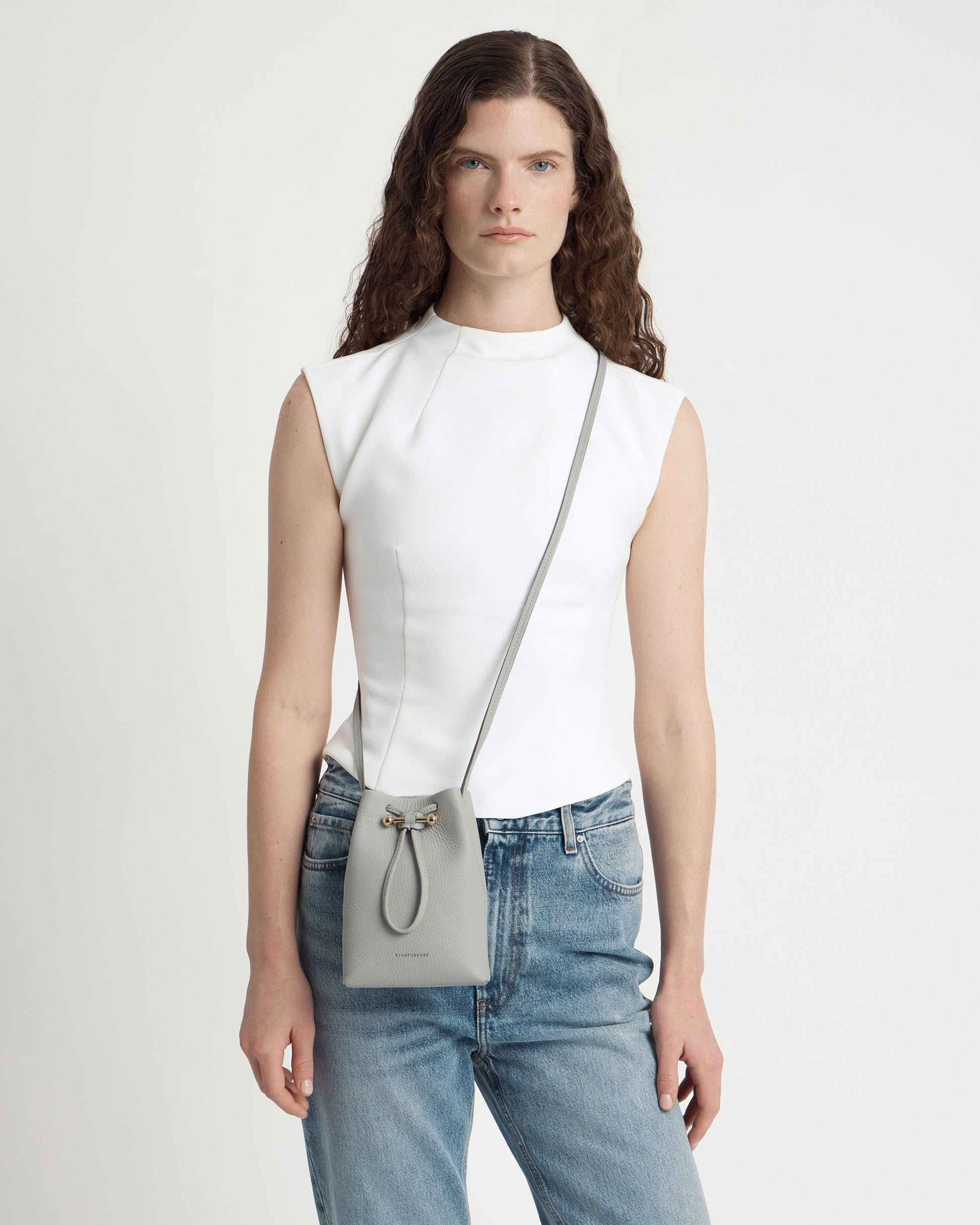 Osette Midi Pouch in Marble Grey